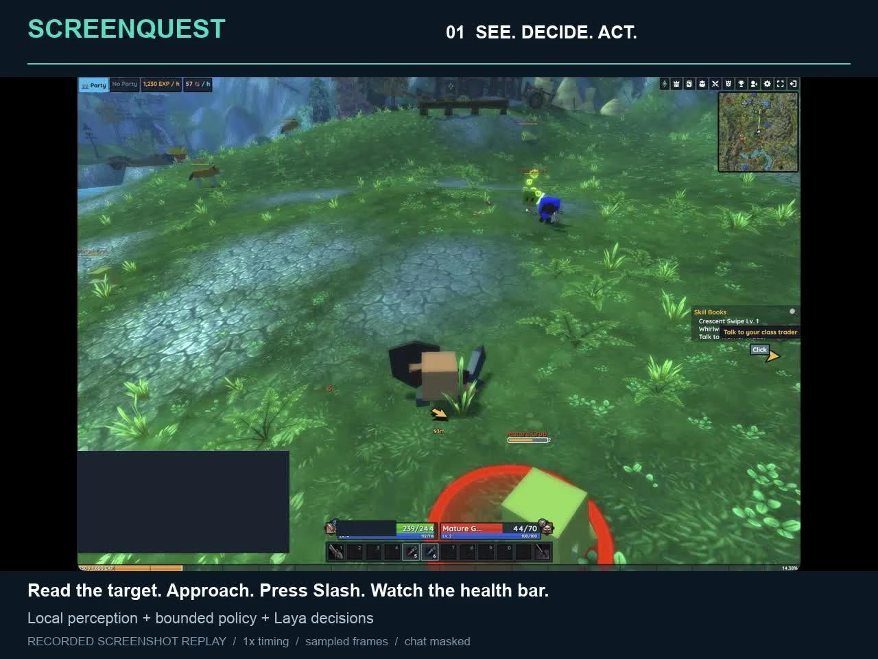 ScreenQuest gameplay capture showing combat in Hordes.io